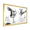 thumbnail image 2 of Designart 'Monochrome Two Enamored Japanese Cranes Birds' Traditional Framed Art Print, 2 of 4