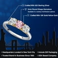 thumbnail image 2 of Gem Stone King 925 Silver and 10K Yellow Gold Pink and White Lab Grown Diamond Engagement Ring for Women | 1.50 Cttw | Round 5MM | Gemstone April Birthstone | Size 9, 2 of 6