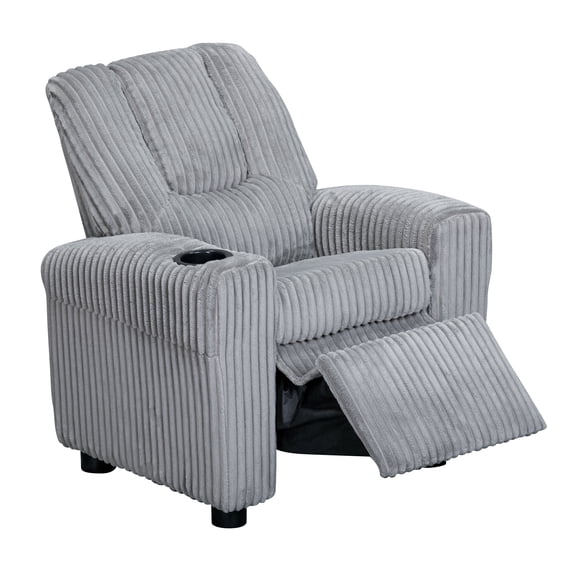 Olive & Opie Chase Kids Recliner in Soft Gray Cords