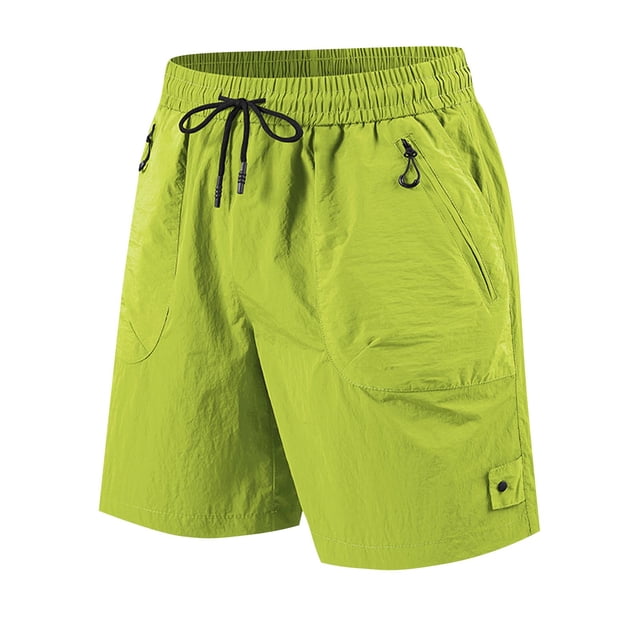 Shorts for Men, Polyester Quick-Dry Outdoor Work Pants with Straight-Leg Loose Fit, Black L
