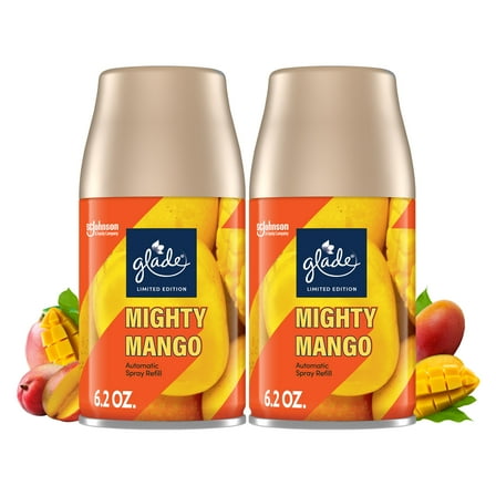 Glade Automatic Spray Refill, Air Freshener, Infused with Essential Oils, Mighty Mango, 6.2 oz, 2 Count