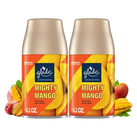 Glade Automatic Spray Refill, Air Freshener, Infused with Essential Oils, Mighty Mango, 6.2 oz, 2 Count