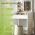 thumbnail image 6 of Easy4Home Compact Makeup Vanity Desk with LED Mirror and Storage, Small Dressing Table with 3 Lighting Modes Adjustable Brightness & Drawers and Shelves, White, 6 of 6