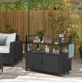 thumbnail image 2 of Costway Outdoor Bar Cart with Tempered Glass Top Storage Cabinet & 8 Hooks for Porch, 2 of 10