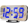 thumbnail image 1 of Digital Alarm Clocks,6.5 Inch Large Display LED Mirror Electronic Clock, with Dual USB Charging Ports,Snooze,12/24H,3 Adjustable Brightness,for Bedroom Home Office - Blue, 1 of 7