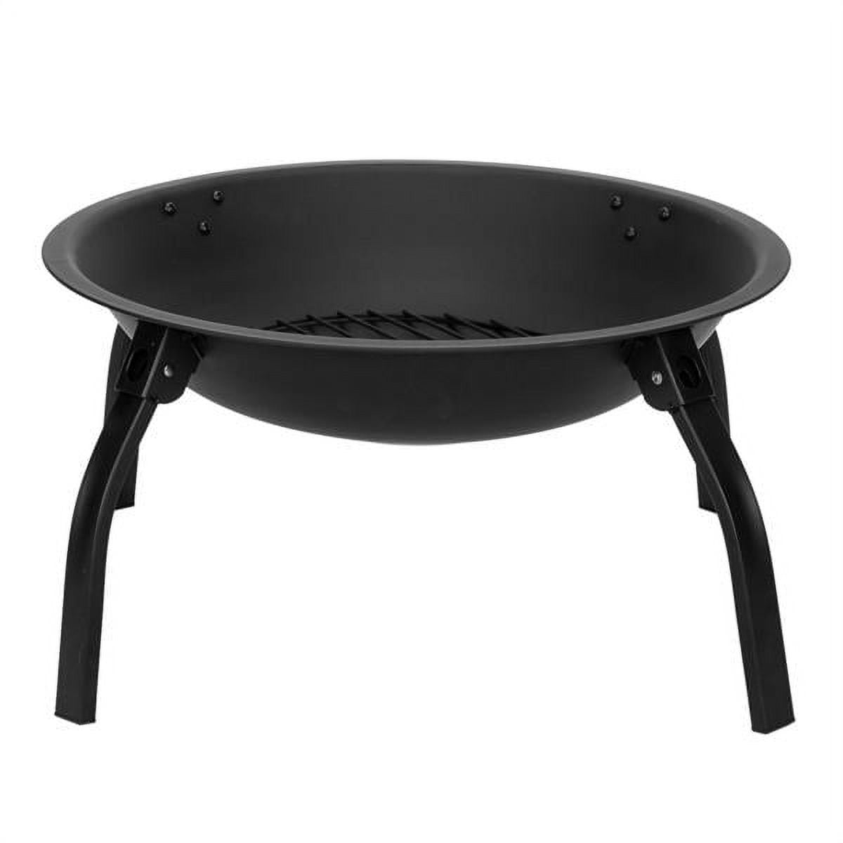 ATR ART to REAL 22" Folding Standing Iron Fire Pit, Wood Burning Fireplace for Backyard Poolside, Black