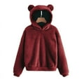 thumbnail image 5 of Otoño Invierno sudaderas con capucha de mujer de invierno de manga larga con orejas de conejo sudadera Linda felpa cálida Casual Sudadera con capucha Tops, 5 of 5