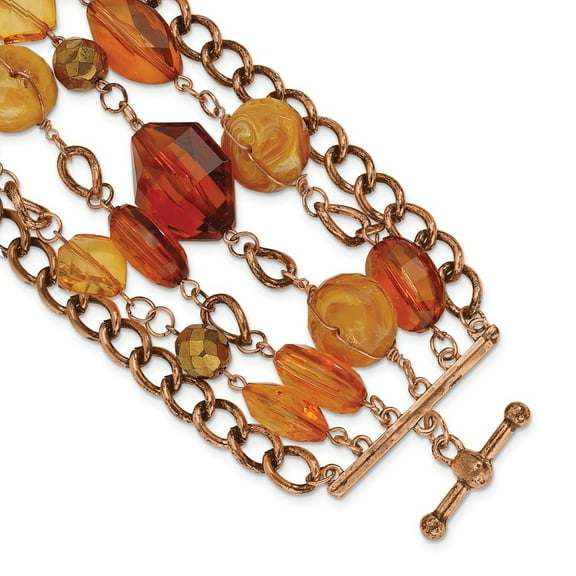 Copper-tone Multicolor Crystal 7.25inch Bracelet