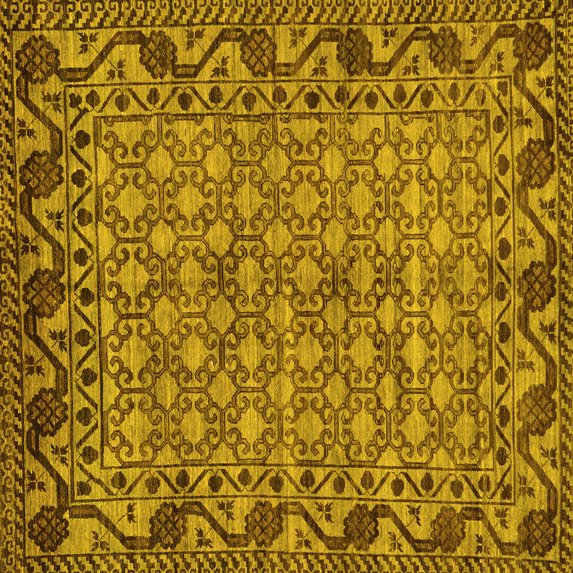 Ahgly Company Machine Washable Indoor Square Southwestern Yellow Country Area Rugs, 6' Square