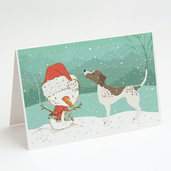 Caroline's Treasures German Shorthair Snowman Christmas Greeting Cards with Envelopes, 5" x 7" (8 Count)