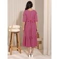 thumbnail image 5 of Janasya Indian Women's Pink Cotton Woven Design Tiered Maternity Dress, 5 of 5