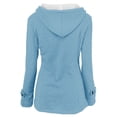 thumbnail image 3 of Dyfzdhu Wool Coats for Women Plus Size Casual Horn Buttons Duffle Coat Hooded Thickened Fleece Lined Jacket Sky Blue, 3 of 3