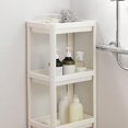 thumbnail image 2 of Bathroom Tower Shelf Plastic Freestanding Storage Rack Organizer Multifunctional Shelving Unit Shelves for Living Room Bedroom Kitchen White 3 Layers, 2 of 3