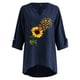 thumbnail image 4 of Camiseta suelta estampada a la moda para mujer Blusa de manga larga con cuello en V Tops casuales Pompotops  FGAJ3832, 4 of 5