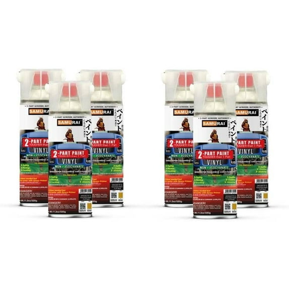 Samurai 2-Part Non-Isocyanate (NISO) Spray Paint for Car Vinyl - 11.3 Ounce UV Resistant and Rust Resistant NISO (Non-Isocyanate) Spray (GOLD, Pack of 6 Cans)