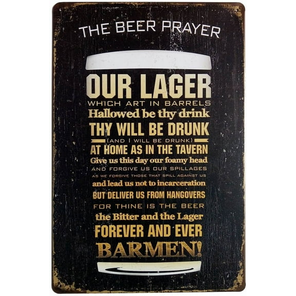 ERLOOD The Beer Prayer Tin Signs Vintage Retro Metal Bar Pub Poster Wall Plaque 12X 8