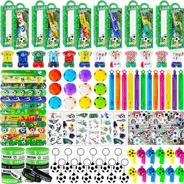 Set Party Favors de fútbol, 158 unidades, para fiesta de cumpleaños infantil