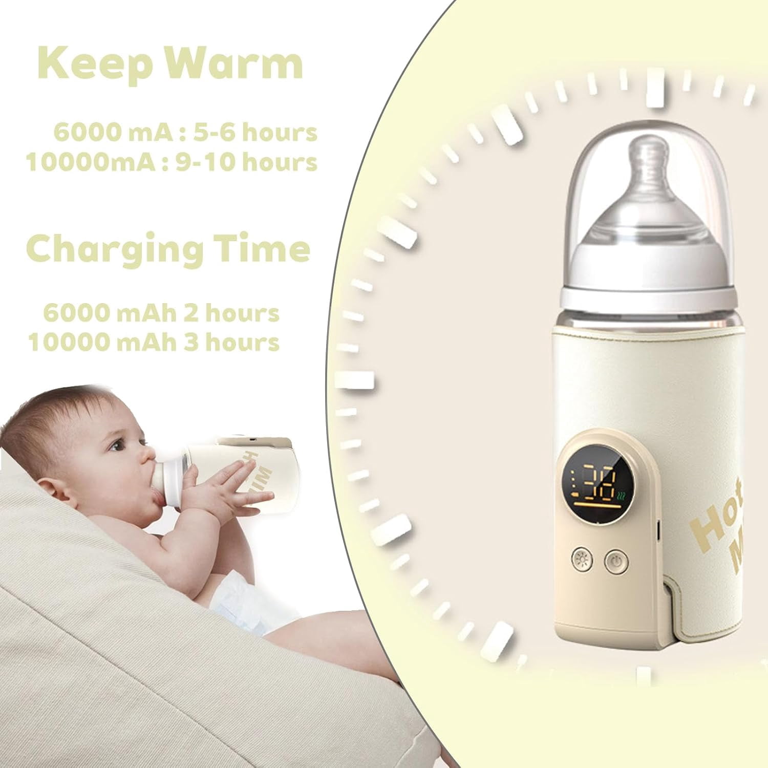 Baby Bottle Warmer, 12-in-1 Fast Milk Warmer W/ Appointment &Timer, 24H Accurate Temperature Control and Auto Shut off, Baby Food Heater w/ LCD Display & BPA-Free, Dual Bottle Design for All Bottles