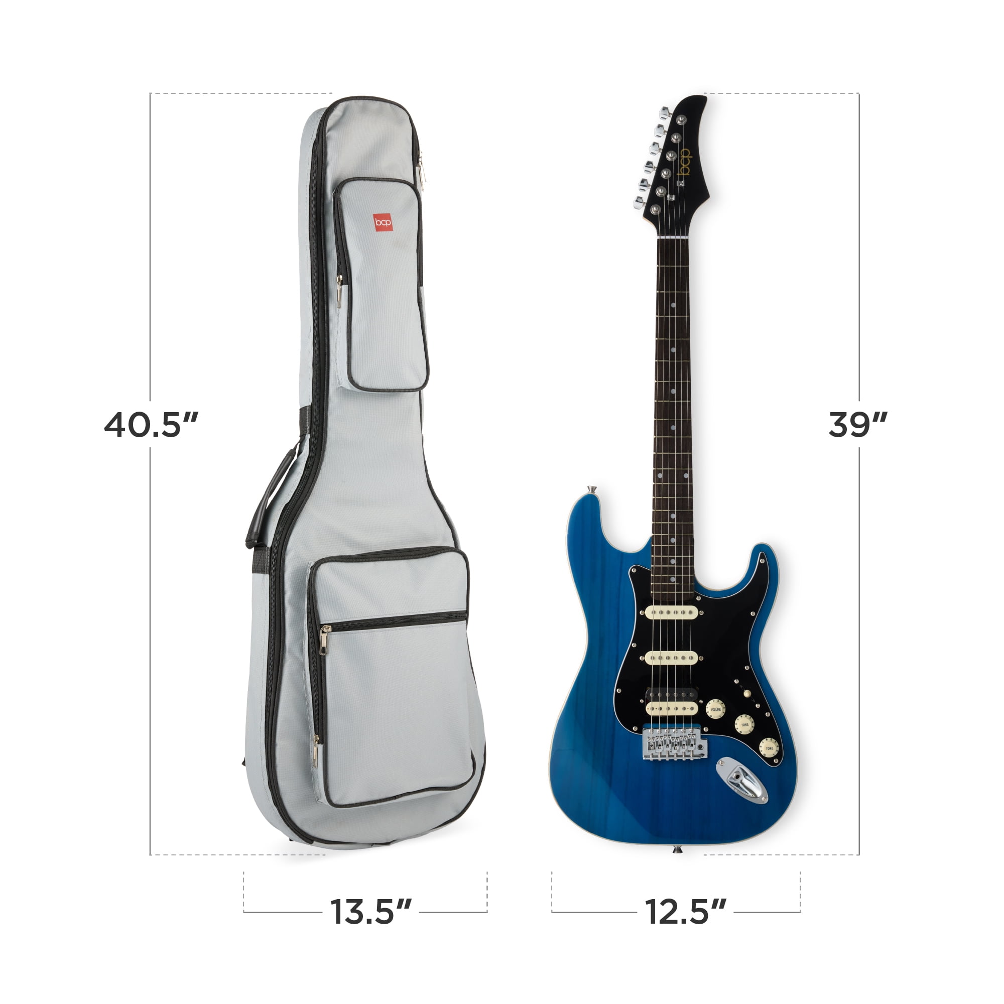 Best Choice Products Beginner HSS Electric Guitar Kit w/ Headphone Amp, Gig-Bag, Headphones - Midnight Blue/Black