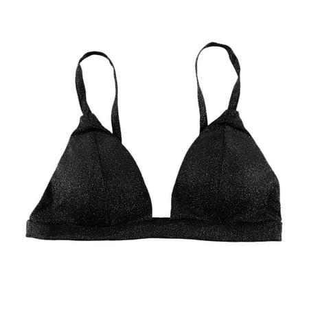 Timegard Womens Bra Spaghetti Strap Backless Comfort Underwear Bras Wirefree Glitter Thin Bra Clubwear