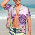 thumbnail image 5 of KLL Men's Hawaiian Shirt Short Sleeve Button Down Beach Shirts-Flowers And Colorful Butterflies, 5 of 5