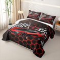 thumbnail image 3 of Homewish Cool Race Car Bed Spread Queen For Kids Boys,Gradient Red Honeycomb Queen Coverlet Set,3-Piece, 3 of 7