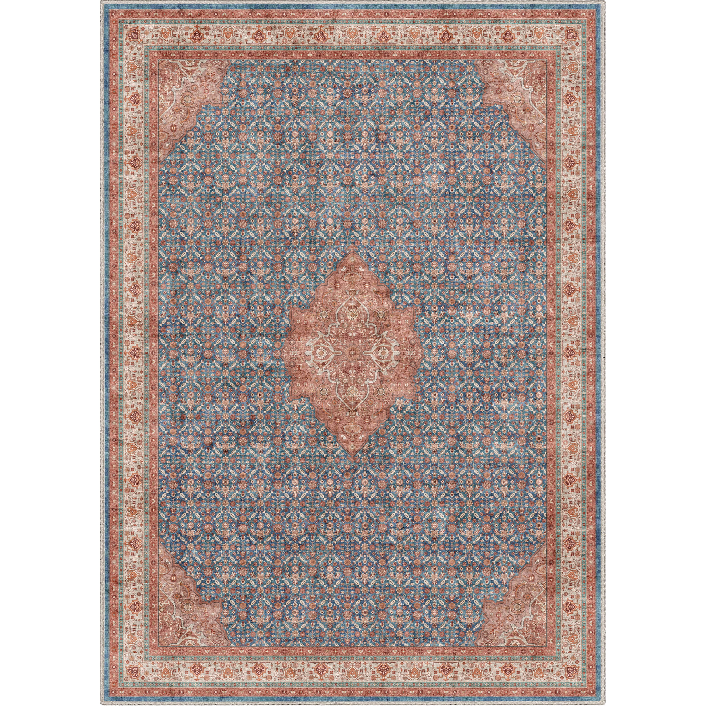 Well Woven Asha Lilith Vintage Oriental Blue Red 5'3" x 7'3" Area Rug