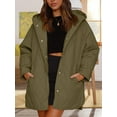 thumbnail image 2 of Osfvolr Women Long  Quilted Hooded Jacket,Fashion Winter Coat Oversized Baggy, Warm Long Sleeve Jackets  Green S, 2 of 5