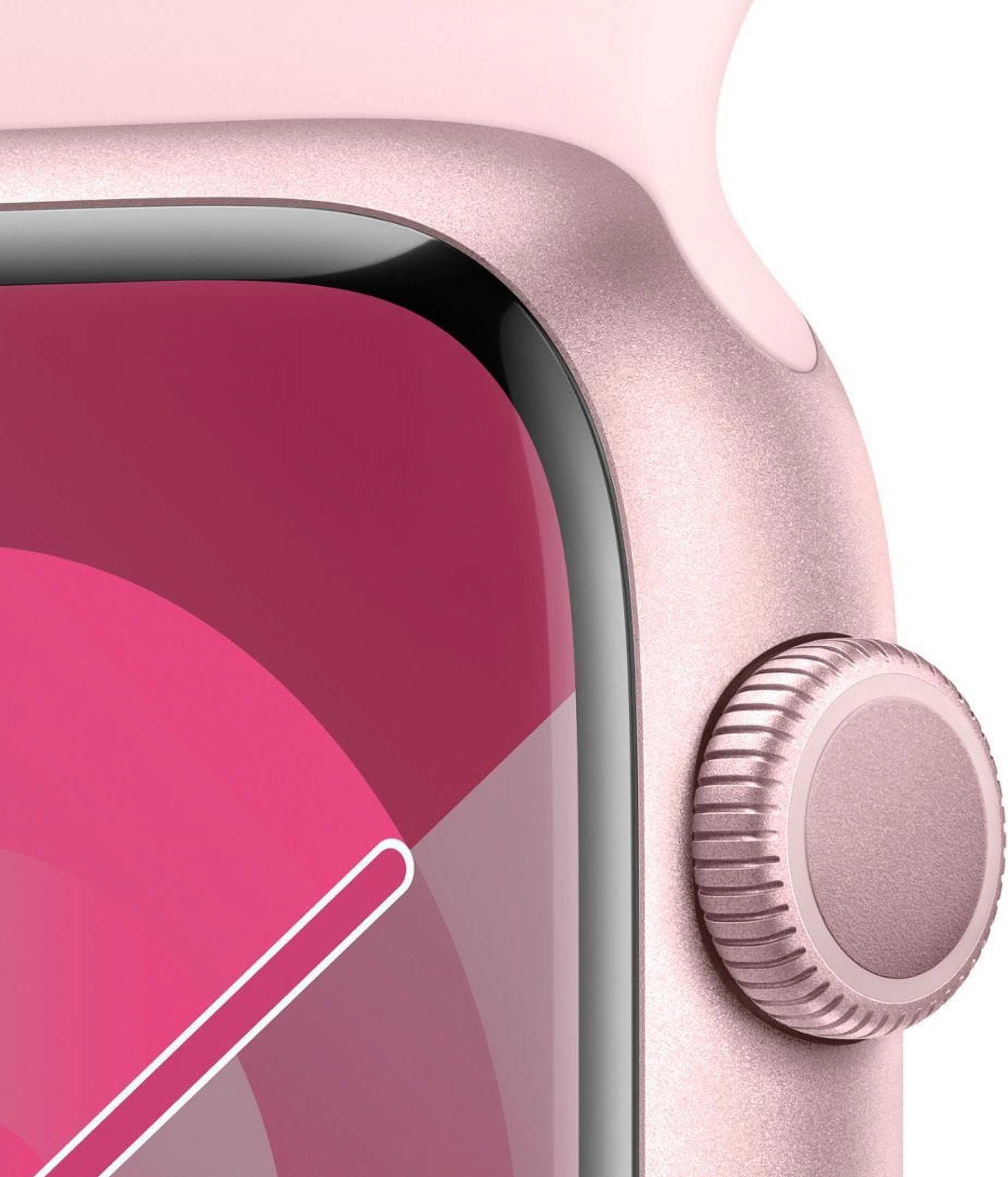 Restored Apple Watch Series 9 (GPS+Cellular, 41mm) - Pink Aluminum Case - Light Pink Sport Band (Refurbished)
