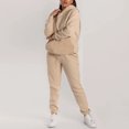 thumbnail image 3 of Sudadera Conjunto de chándal de 2 piezas para mujer, ropa deportiva informal de Color sólido para otoño e invierno Cgtredaw Caqui T XXL para Mujer, 3 of 5