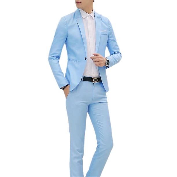 Men Business Formal 2 Pieces Tuxedo Suit Blazer Jacket + Trousers Set zhangyuxiang LED
