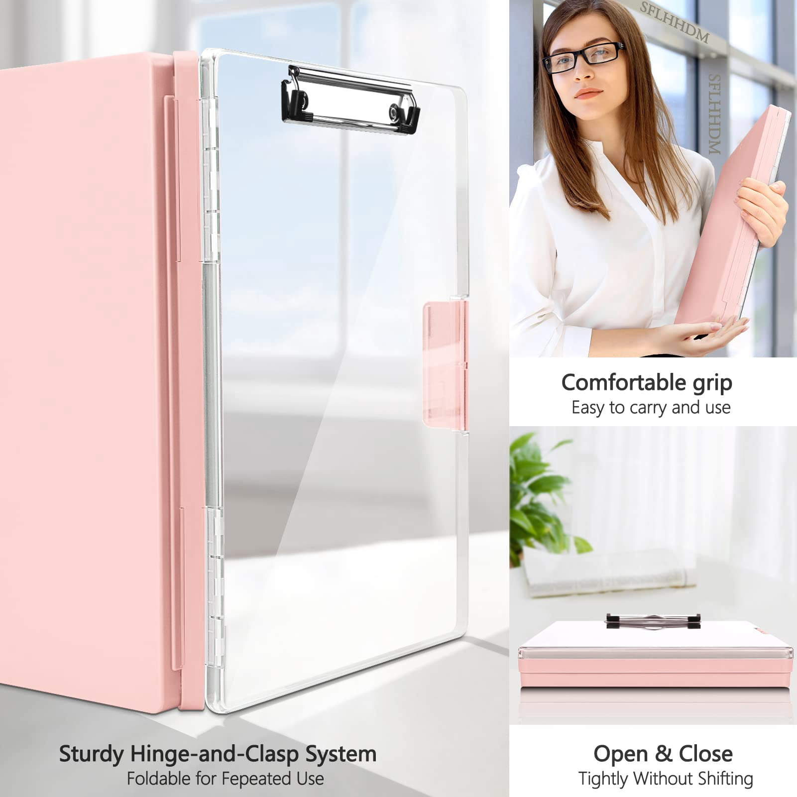 Clipboard with Storage,Heavy Duty Clip Boards 8.5x11 with 2 Storage Case,Clear Visible Top Panel Storage Clipboards,Side Opening Clip Boards,Nursing Clipboard Folder Case for Office Supplies-Purple