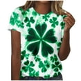 thumbnail image 2 of Uootdi St Patricks Day Shirt Women Crewneck Pullover Tees Funny Clover Print Short Sleeve Tops Lucky Irish Shamrock T Shirts Gift, 2 of 7