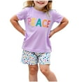 thumbnail image 2 of ZOYOEN Toddler Girls Outfit Sets- Cute Tees and Shorts Short Sleeve Cotton Casual Kids Summer Clothes Purple Size 5 T, 2 of 7
