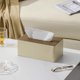 thumbnail image 1 of Xiao Hua Funda para caja de pañuelos, soporte de cuero, funda rectangular para pañuelos, servilletas, soporte rectangular para baño, hogar y oficina, 25 x 14 x 10 cm (beige A, L), 1 of 2