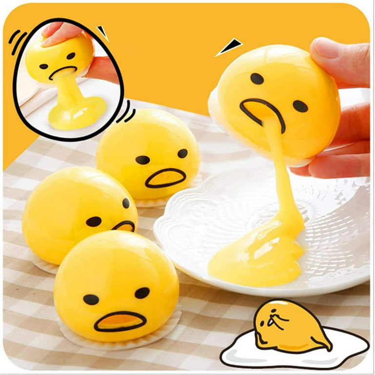 Puking Egg 4pcs Vomiting Disgusting Egg Yolk Ball Toy,Puking Egg Yolk Stress Ball, Round Vomiting Lazy Egg Yolk Relief Toys, Stress Relief