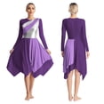 thumbnail image 3 of Vestido de danza lírica litúrgica para mujer, manga larga, metalizado, asimétrico, traje de adoración, vestido de actuación de danza de ballet, 3 of 5