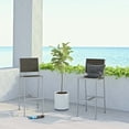 thumbnail image 2 of Modern Contemporary Urban Outdoor Patio Balcony Garden Furniture Bar Side Stool Chair Set, Set of Two, Aluminum Metal Steel, Grey Gray, 2 of 5