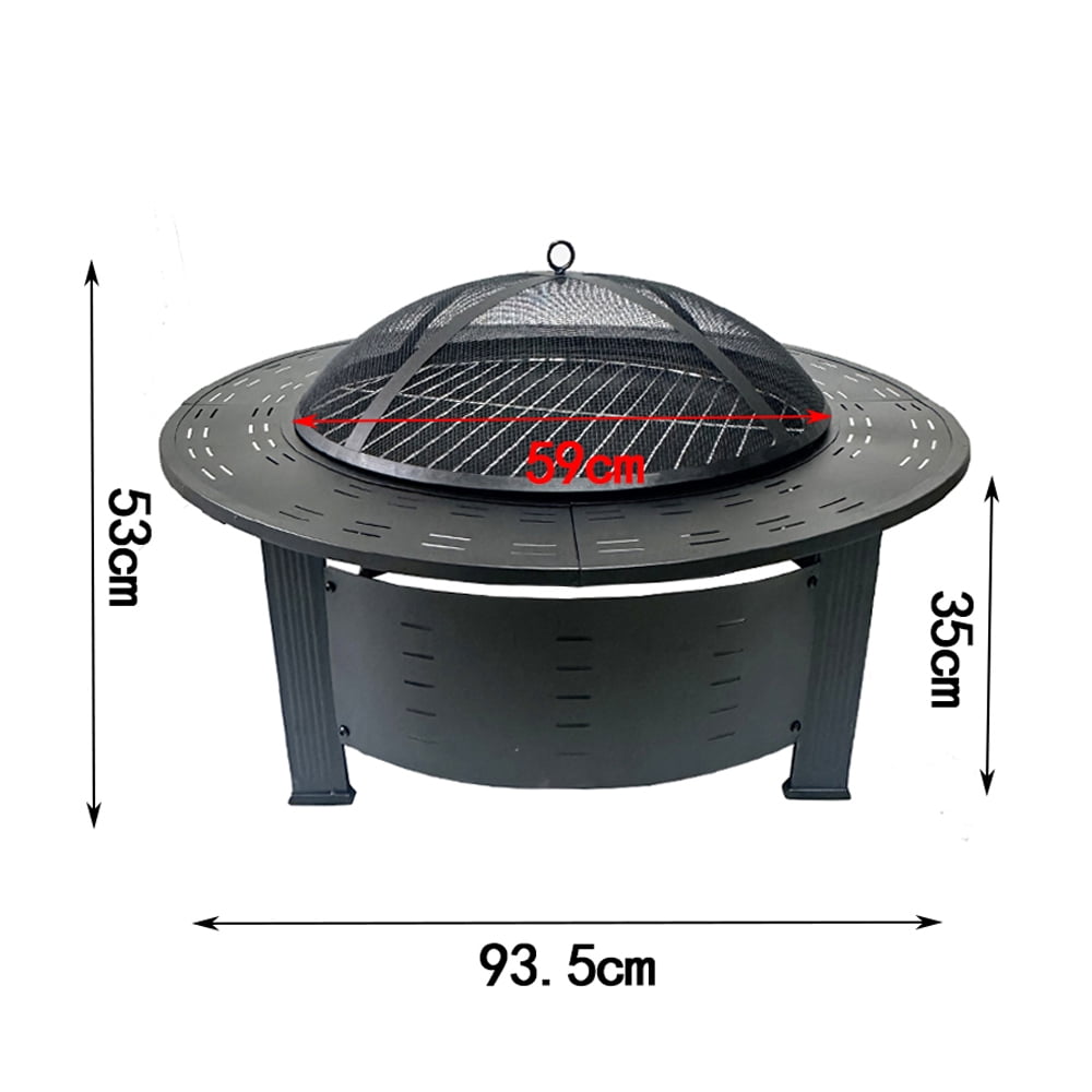 Segmart Round Fire Pit,37'' Outdoor Fire Pit Table for Stove Cooking Tea Barbecue,Smokeless Charcoal Grill Rack Heating Brazier for Patio Courtyard