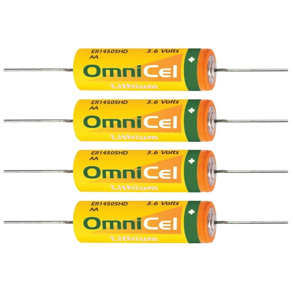 4pc OmniCel ER14505HD 3.6V Sz AA Lithium Battery  Axial Pins Tracking Backup AMR