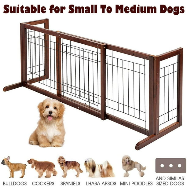 Adjustable Freestanding Pet Gate, 39.8"71.2" Sturdy Solid Wood Dog Gate for Indoor Stairs