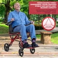 thumbnail image 6 of Ultra Lightweight Foldable Wheelchair for Adults 18.5lbs, Aluminum Alloy Transport Chair with 15.75" Wide Seat, Shock-Absorbing Wheels, Safety Handbrake & Belt for Seniors & Women, 6 of 9