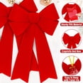 thumbnail image 3 of 2 PCS Christmas Decorations, 12 x 18 Inches Large Christmas Bows, Red Velvet PVC Indoor Outdoor Xmas Tree Bows Wreath Bow Party Supplies Xmas Ornaments for Door Fireplace Stairs Railing Porch, 3 of 7