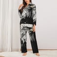 thumbnail image 2 of Xecao Ink Style Bald Eagle Print Women Pajamas Set Soft Sleepwear Pjs long Sleeve Button Down Nightwear with Long Pants, 2 of 6