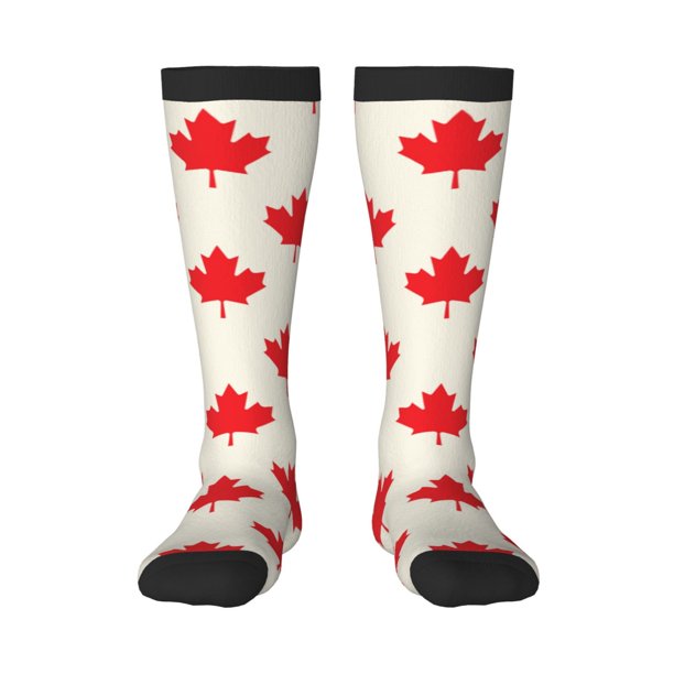 Fotbe Happy Canada Day Calcetas Divertidas Estampadas para Hombre y Mujer, Calcetas de Algodón hasta la Rodilla para Caminar, Correr, Enfermería y Embarazo
