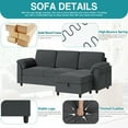 thumbnail image 4 of Walsunny 79" Convertible Sectional Sofa Couch With Ottoman,Linen Fabric L Shaped Sofa with Removable Pillows Dark Gray, 4 of 8