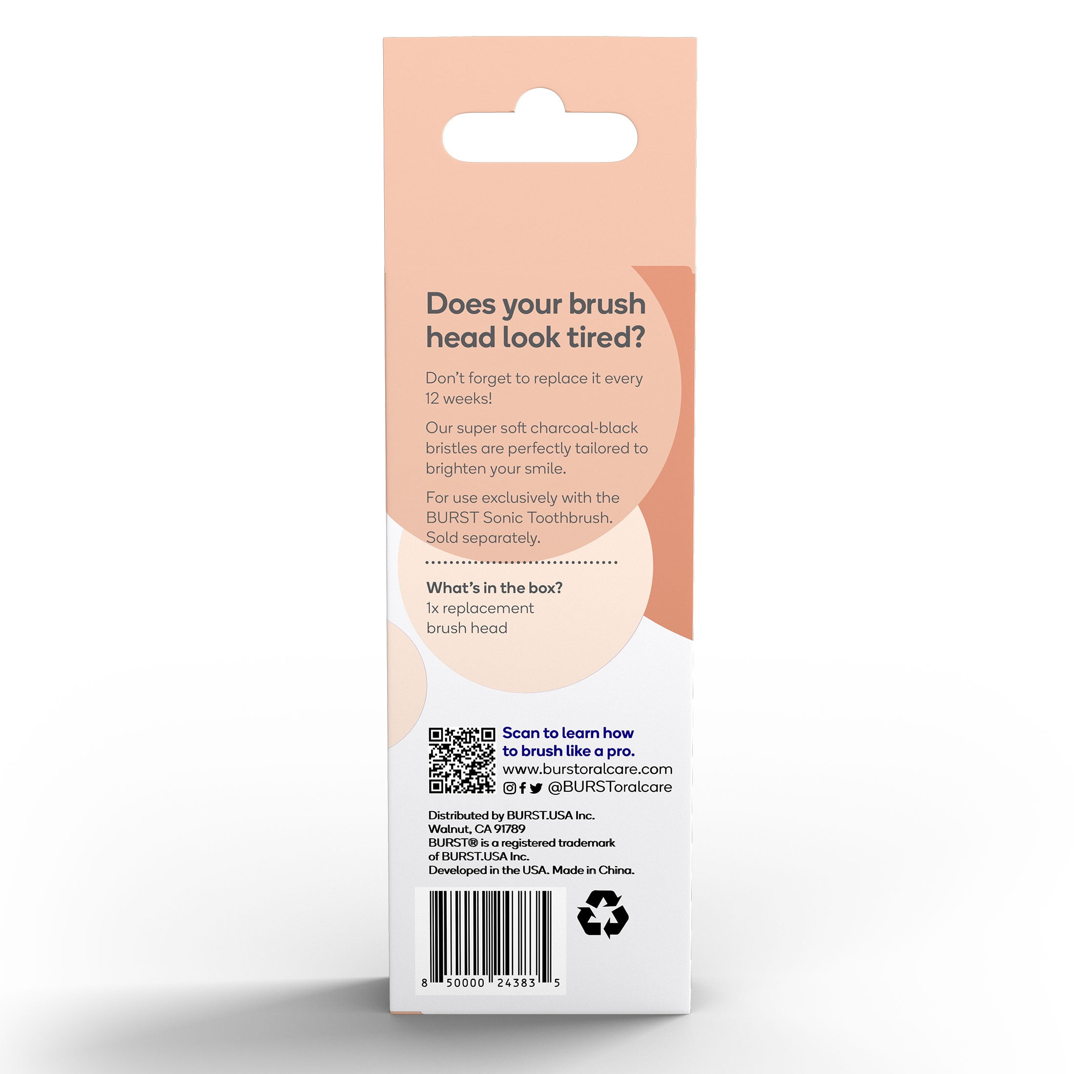 Burst Sonic Electric Toothbrush Replacement Head, Rose Gold, 1 Count