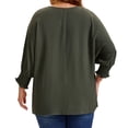thumbnail image 3 of Agnes Orinda Women's Plus Size Chiffon Tops Batwing Ruffle Long Sleeve Casual Loose Shirts Blouses 3X Army Green, 3 of 7