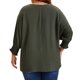 thumbnail image 3 of Blusas de chiffon de talla grande para mujer Agnes Orinda, con mangas largas de murciélago y volantes, camisetas sueltas y casuales, 1X verde militar, 3 of 7