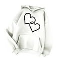 thumbnail image 4 of LEBONYARD Womens Long Sleeve Shirts,Women's Comfortable Sweater Heart Pattern Printed Women's Hooded Pocket Drawstring Sweater White L, 4 of 4